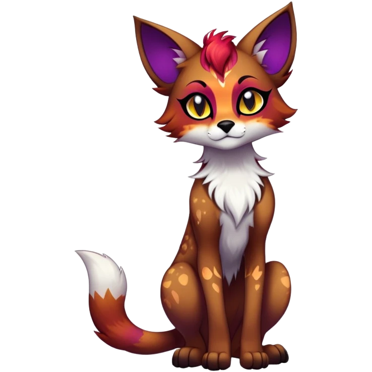 Vibrant dark edgy gothic Falvie-Fionbri-creature-sparkle-feline-fursona, full body, with random markings emoji