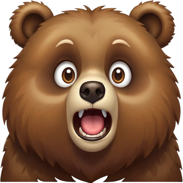 Excited bear with surprised expression, wide eyes, and mouth open in amazement emoji
