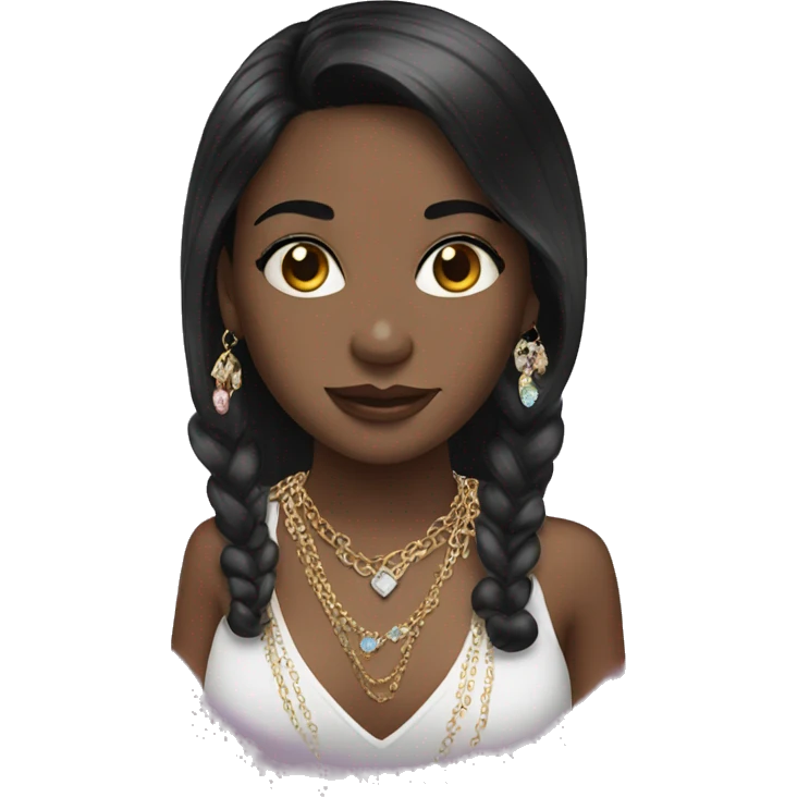 black haired girl  with jewelry emoji