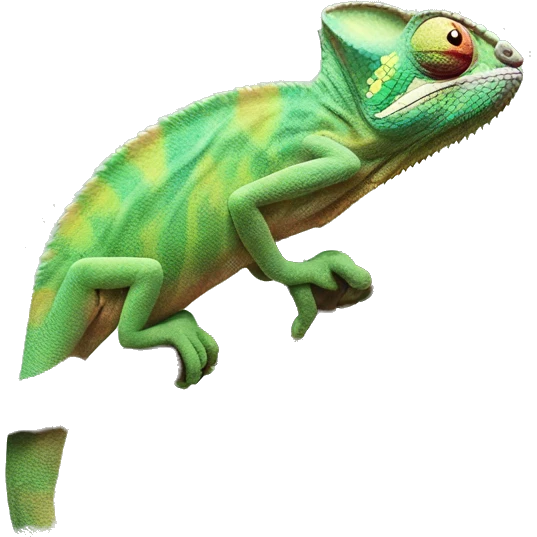 Chameleon On Branch with tongue out emoji