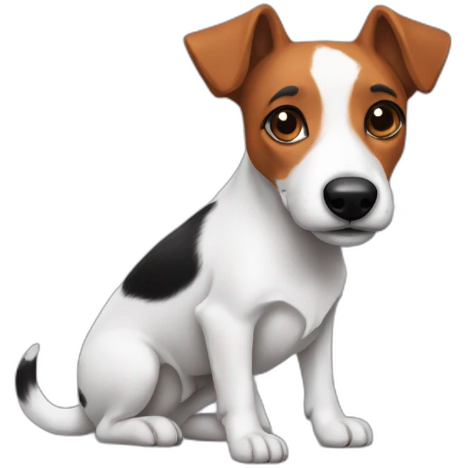 Black and white jack russel with fox’s ears emoji