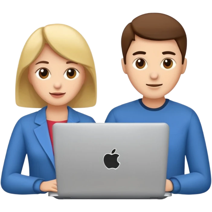 two people, woman and men using laptop emoji