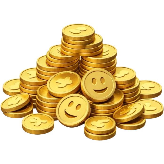 small pile of gold coins, 3D emoji style, shiny gold, no symbols, no text,  emoji