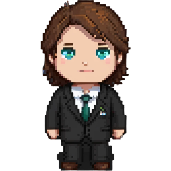 businessperson with brown hair, suit emoji