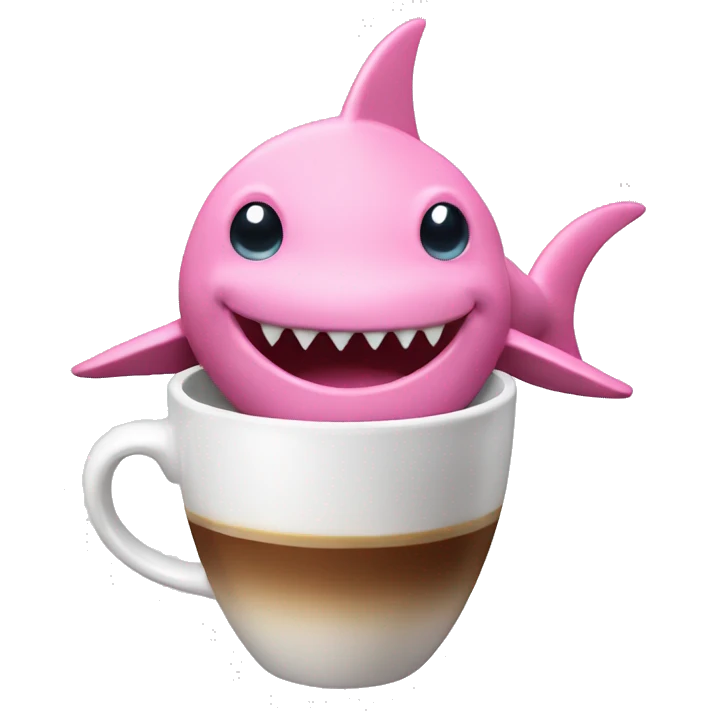 pink shark with a cup of coffee emoji
