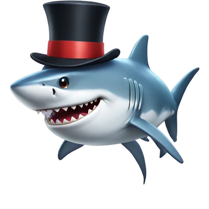 Shark with a top hat emoji
