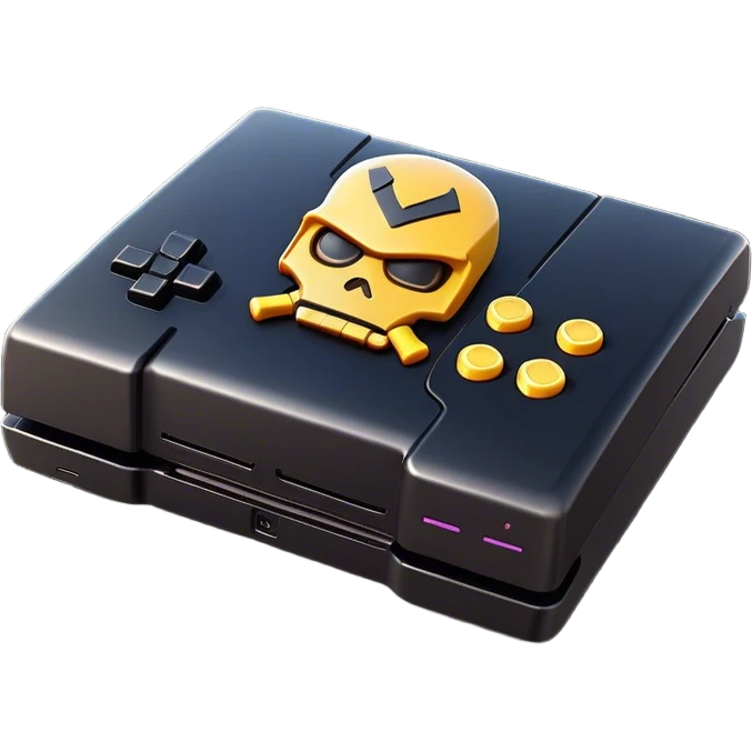 Clash of Clans aesthetic: Cinematic Playful PlayStation 3 Console Portrait Emoji, rendered in a 3D vector-style similar to standard emojis with minimal shading and bold, simplified shapes. A compact, distinct form with signature details, softly glowing with a cutting-edge console technology charm. Simplified yet unmistakably iconic, highly detailed and consistent, glowing with a soft radiance and high shine. Stylized with a touch of technological advancement and a soft glowing outline, capturing the essence of a beloved gaming relic with a friendly, playful manner! emoji