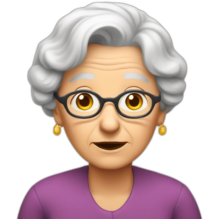elderly lady shrugging emoji