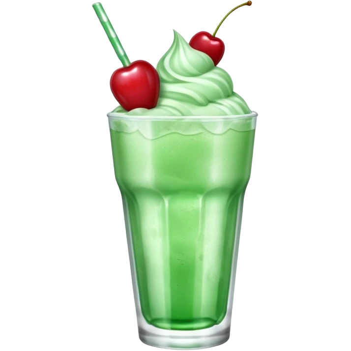 ice cream light green soda on a glass with ice cherry on top emoji