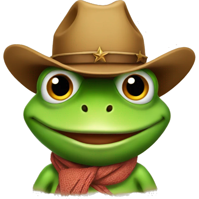 Frog wearing a cowboy hat emoji