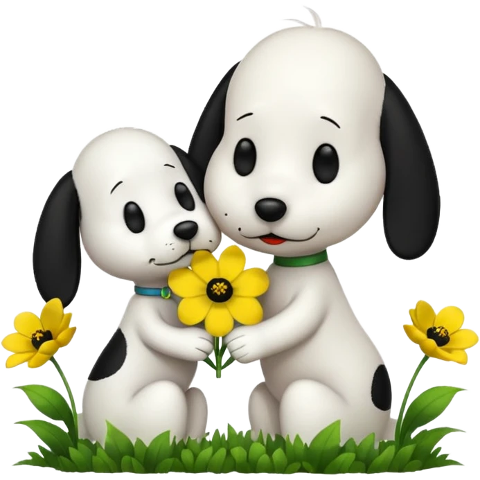 snoopy kissing flowers emoji