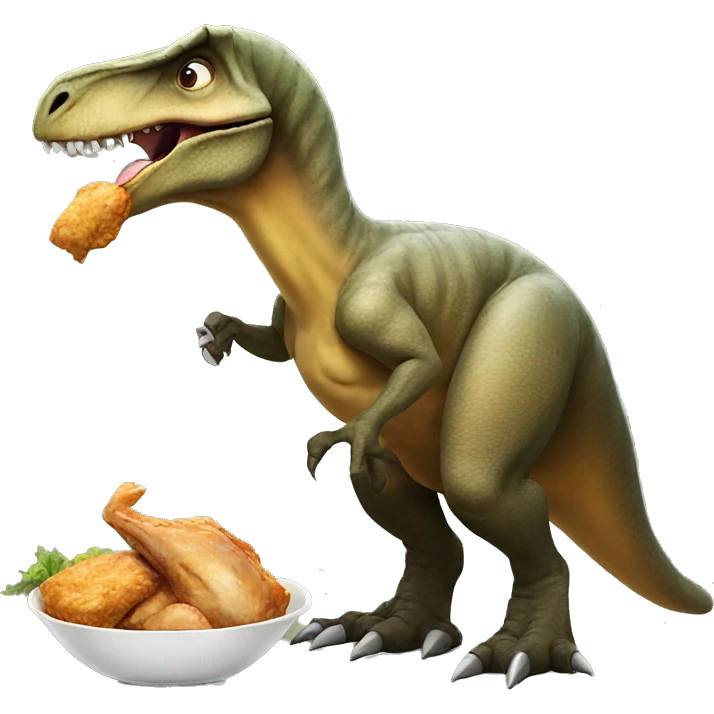 dinosaur eating chicken   emoji