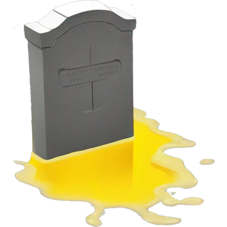 headstone in a puddle of yellow water emoji
