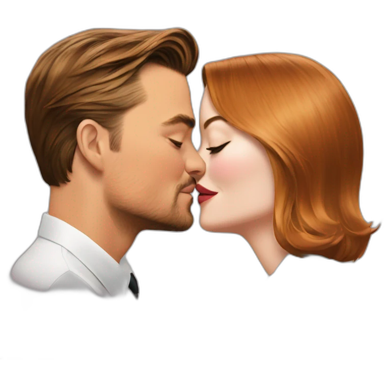 Emma Stone kissing Leonardo DiCaprio  emoji