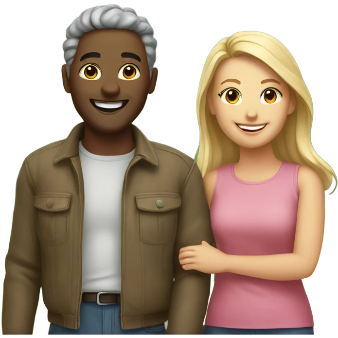 smiling couple outdoors in nature emoji