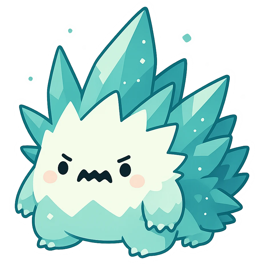 a grumpy ice monster emoji