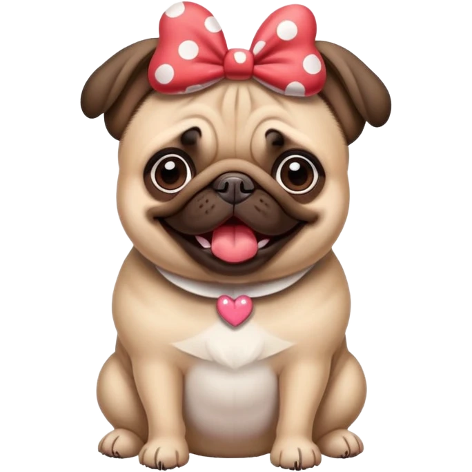 Pug wearing Minnie Mouse ears emoji