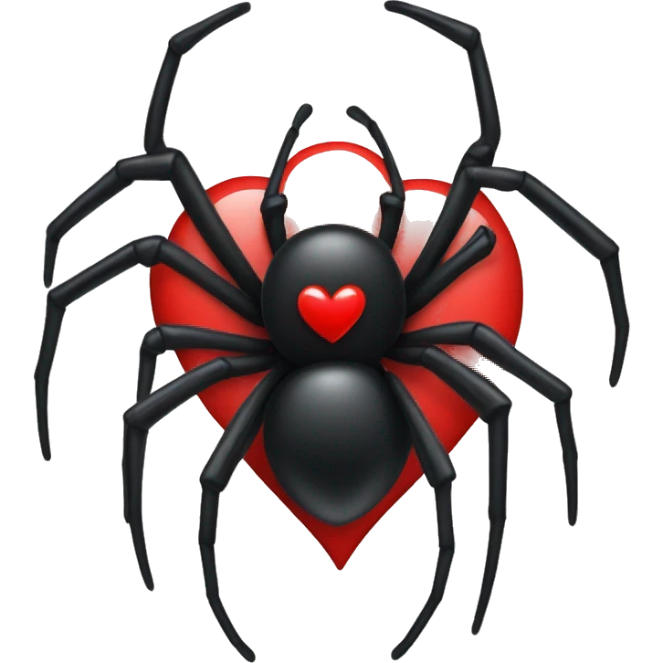Black widow spider, red heart  emoji