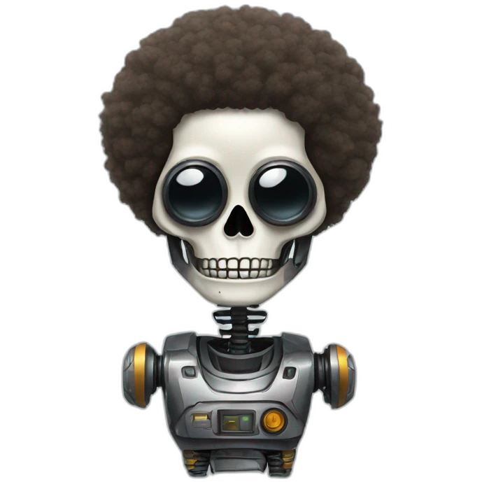 robot skull with afro hair emoji
