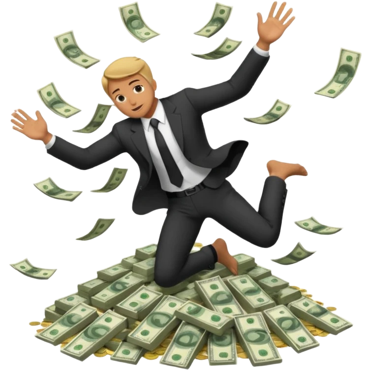 diving into a pile of money emoji