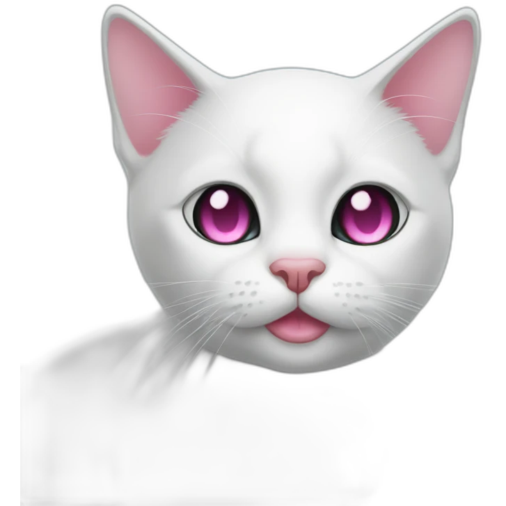 White and black cat with pink nose  emoji