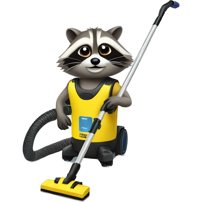 raccoon with a Karcher vacuum cleaner emoji