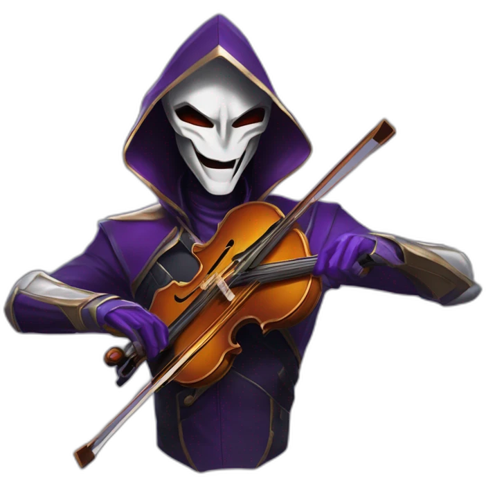 Jhin de league of legend qui joue du violon et qui porte son masque sur le visage (masque une haute qualité) emoji