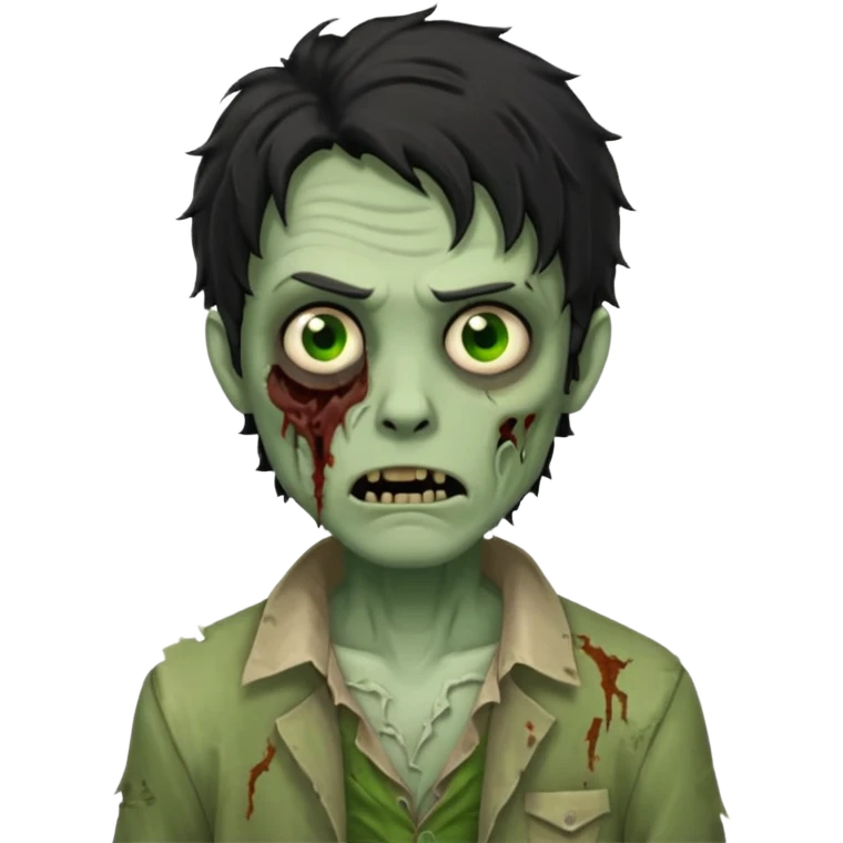 Zombie cabelo liso ondulado preto masculino  emoji