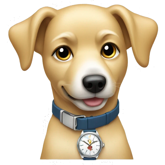 Blonde dog with watch on wrist emoji