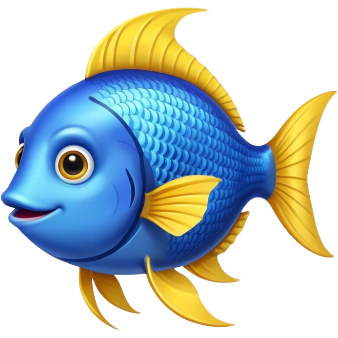 blue happy fish looking right emoji