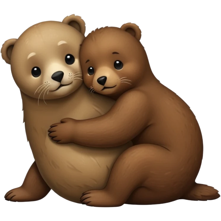 small seal hugging a brown bear emoji