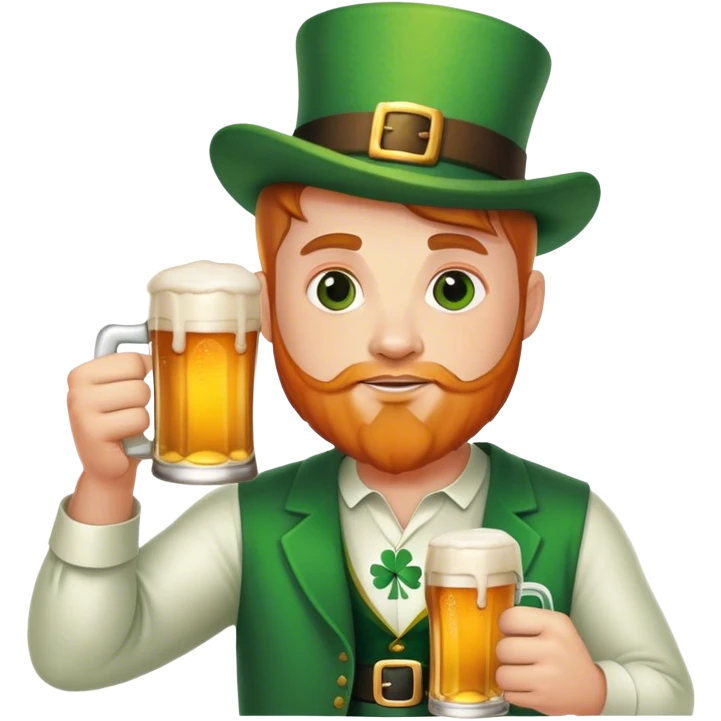 st patrick with beer emoji