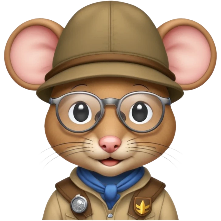 humaniod mice with a scout hat with glasses emoji