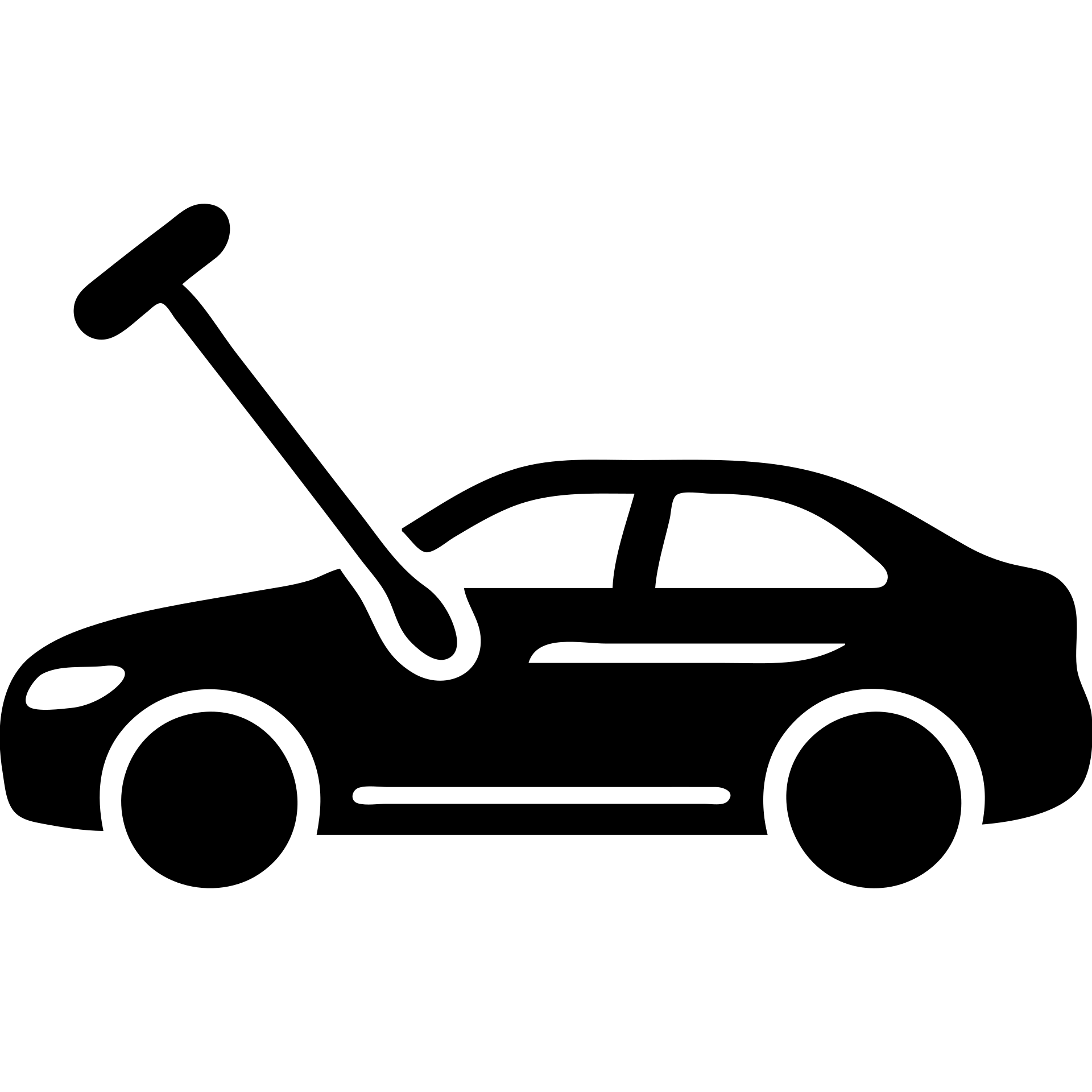 solid icon of a luxury black car with a small rod tool at a dent, matte black, fine silver line accents, minimalistic emoji