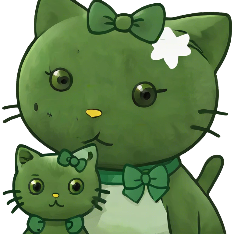 Hello kitty with a kitten emoji