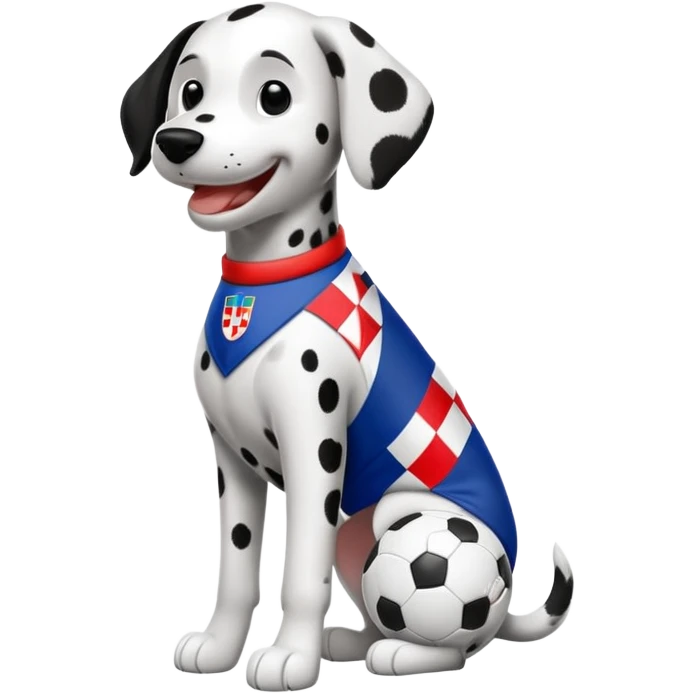 Emoji of Dalmatian wearing a Croatia national team jersey emoji