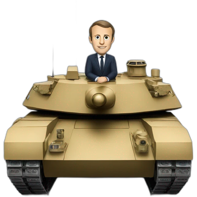 Emmanuel Macron in a tank emoji