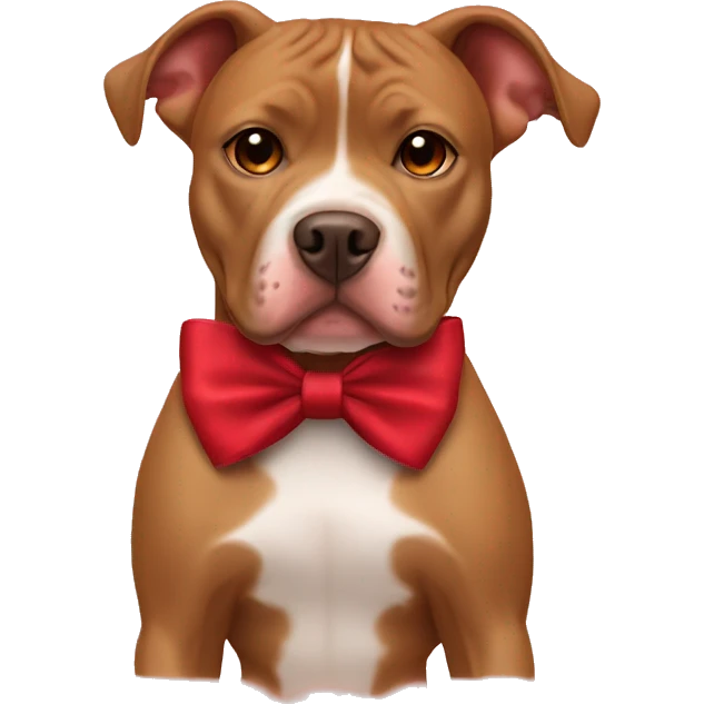 Light brown pitbull ears CROPPED short and red bow emoji