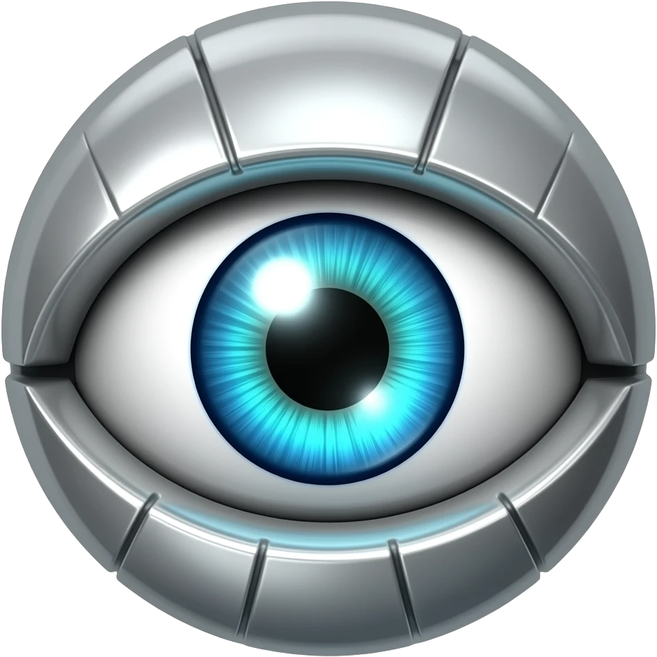 Un solo ojo de un robot que que se mire muy futurista emoji