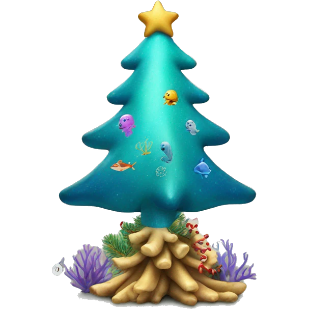 Under the sea themed Christmas tree emoji