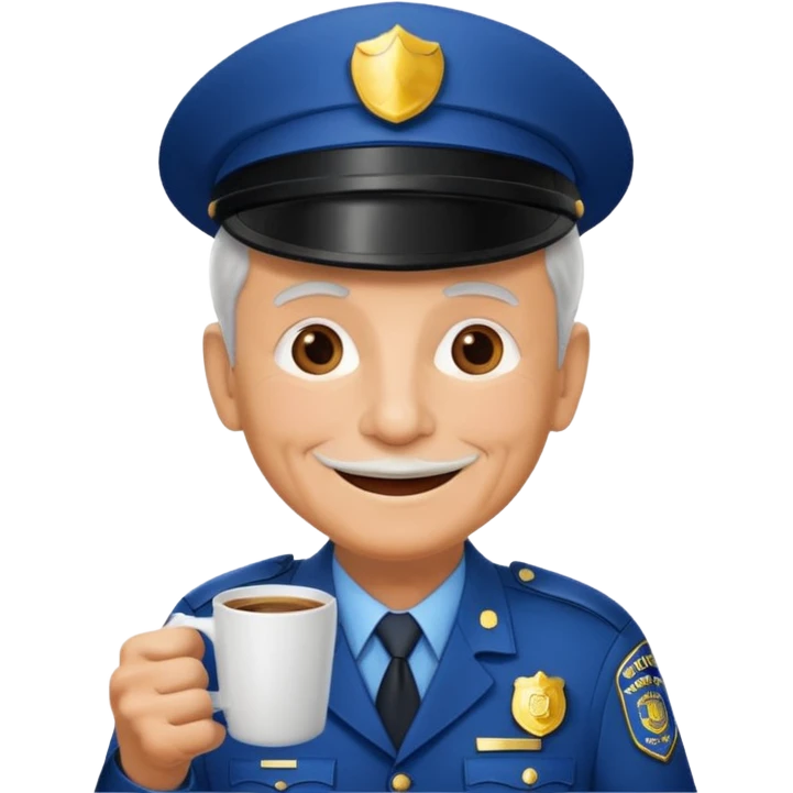 police officer elderly with coffee emoji