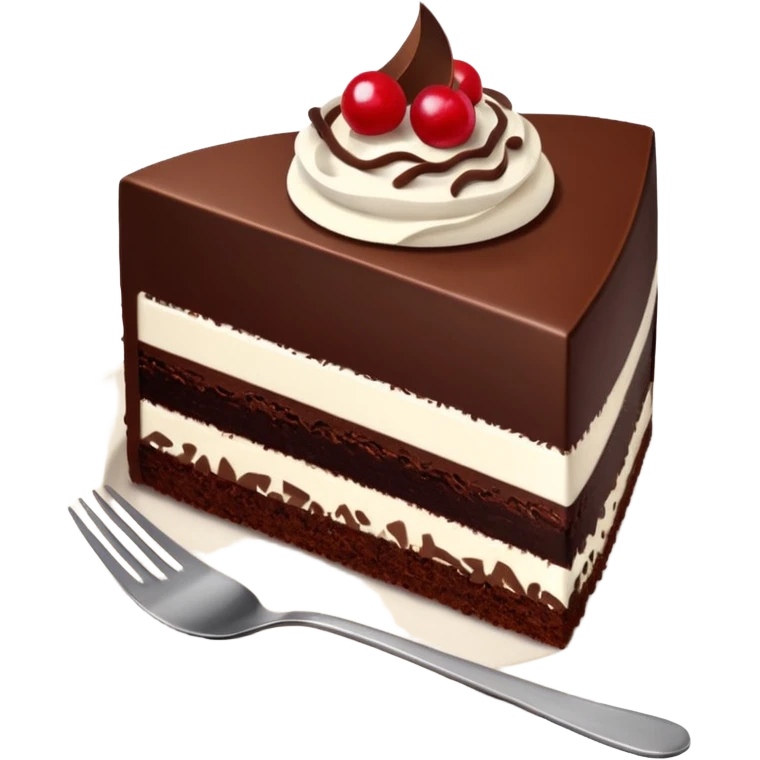 black forest gateau slice with fork and plate emoji