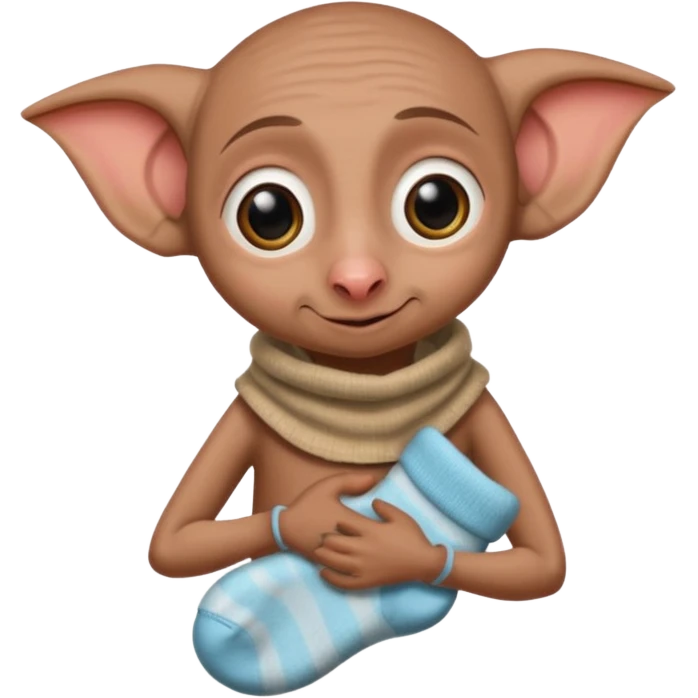 Dobby the house elf hugging a sock emoji