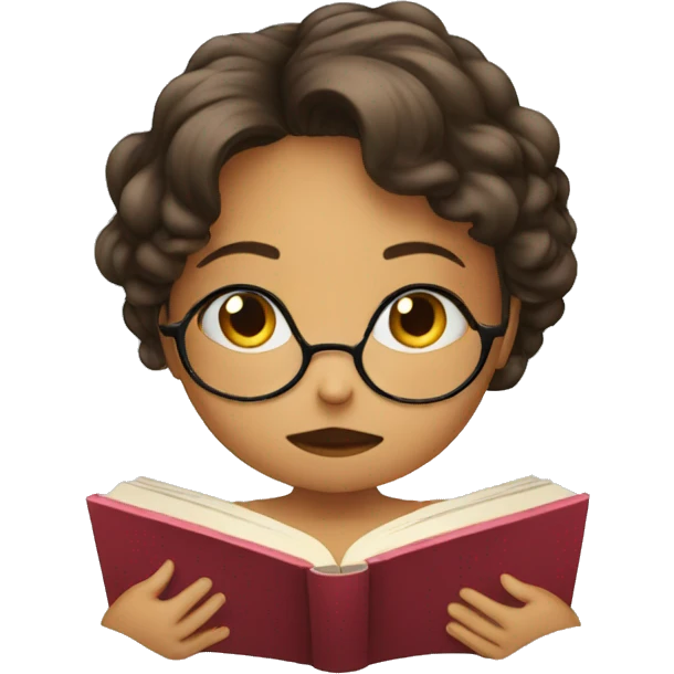A girl glaring at a book  emoji