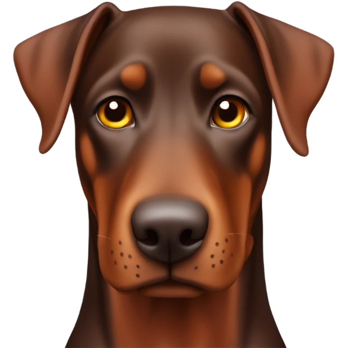 Red Doberman without cropped ears face facing front emoji