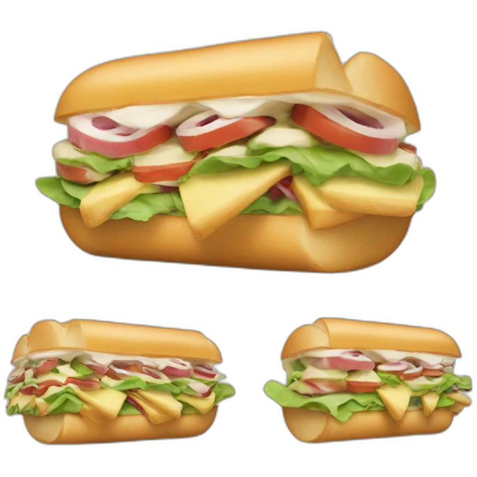 Subway sandwich made with ice cream emoji
