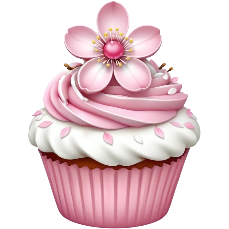 Cute Pastel pink and white Cherry Blossom Sakura Cupcake emoji