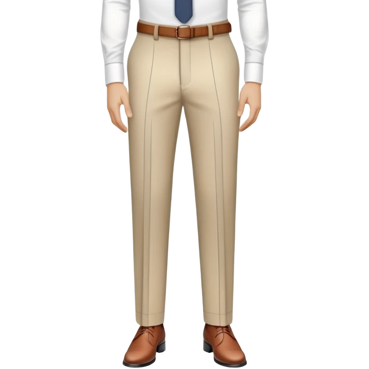 beige dress pants with only white vertical stripes, no horizontal lines, formal trousers with cuffed hem, pinstripe pattern, no grid or checks, isolated garment only emoji
