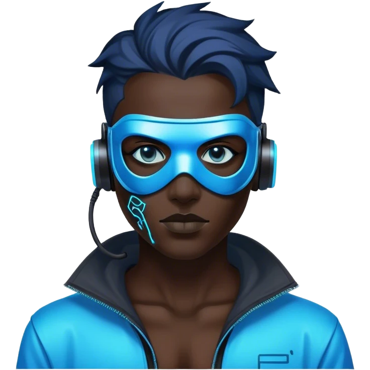 cyberpunk style blue neon hacker emoji