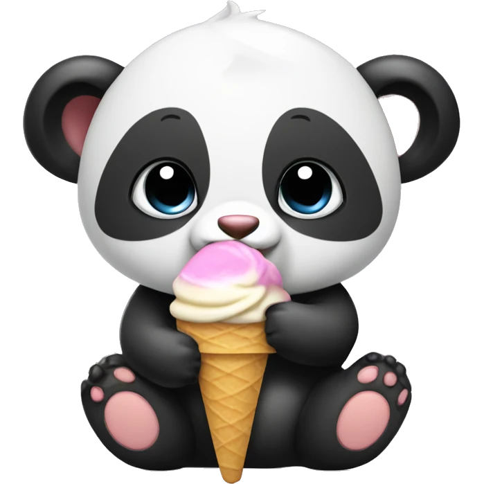 Baby panda eating ice cream  emoji